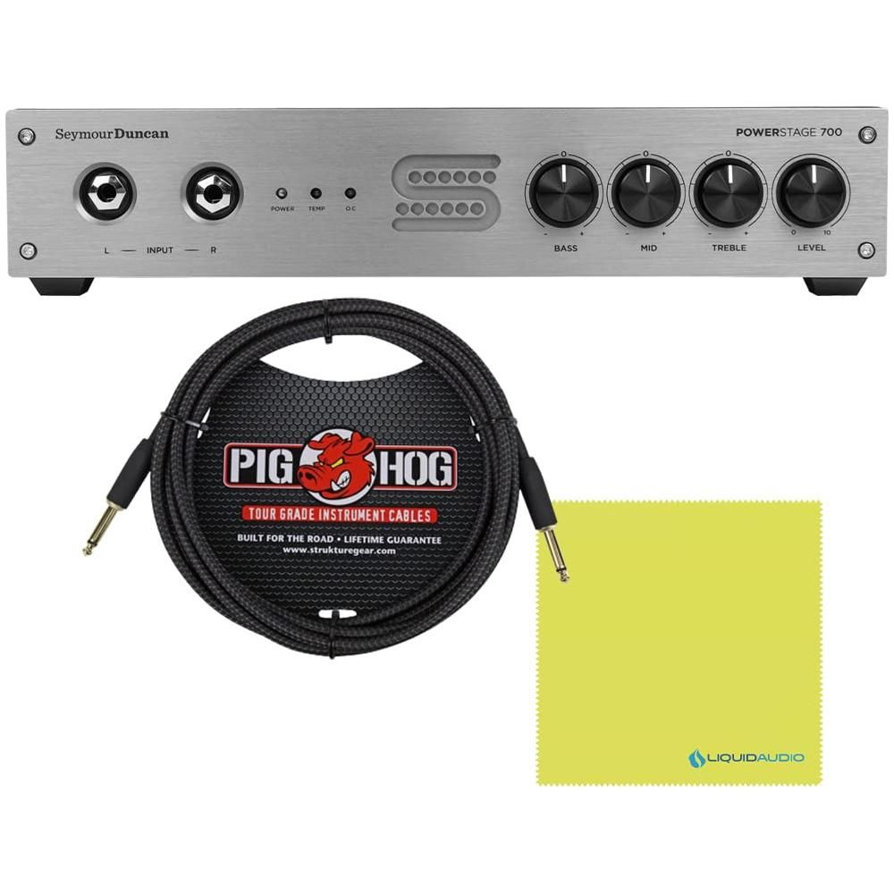 Seymour Duncan PowerStage 700 Watt Guitar Amplifier Head Bundle w/Pig Hog 12’ Black Woven’ Instrument Cable & Liquid Audio Polishing Cloth Rackmount