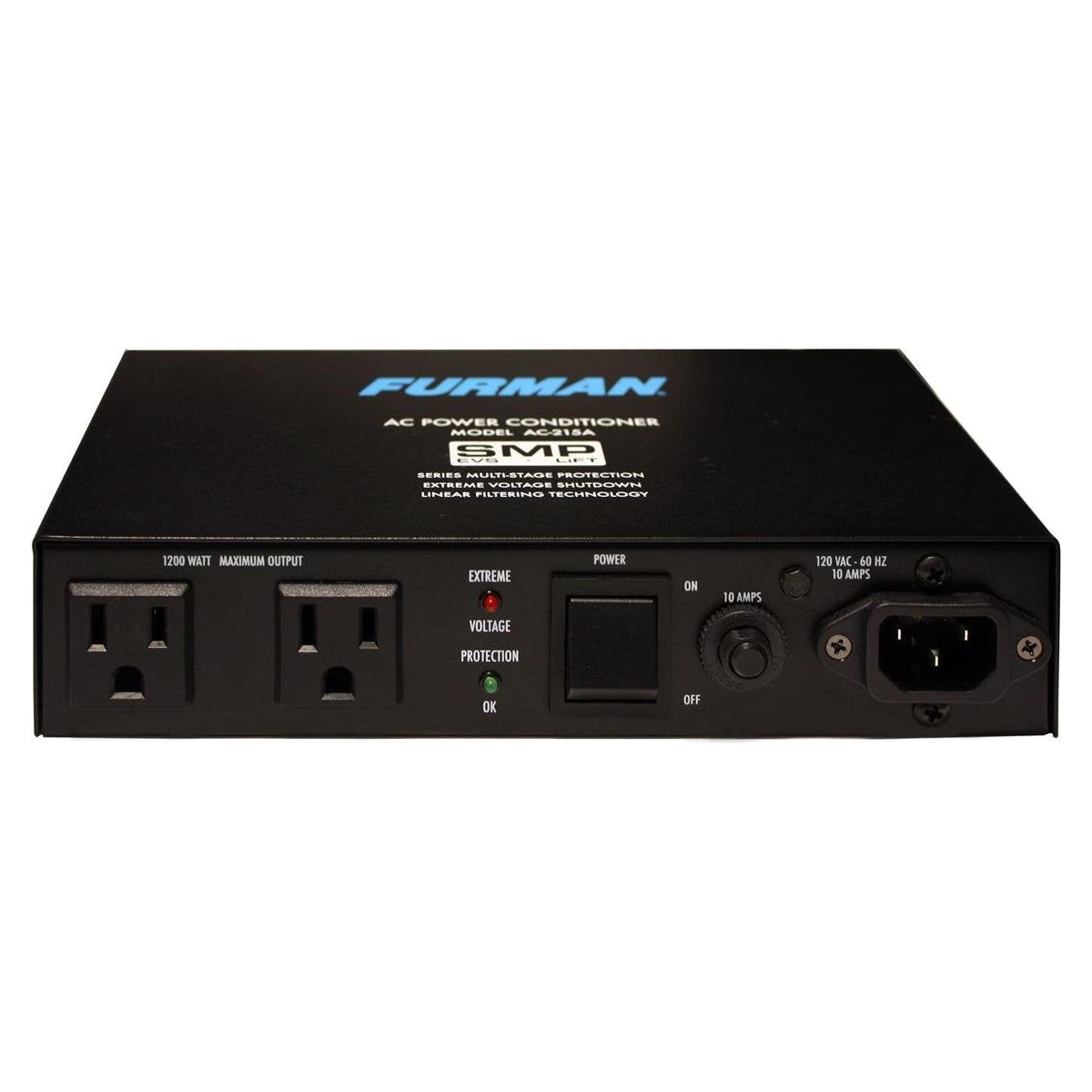 Furman AC-215A Compact Power Conditioner with Auto-Resetting Voltage Protection - Black