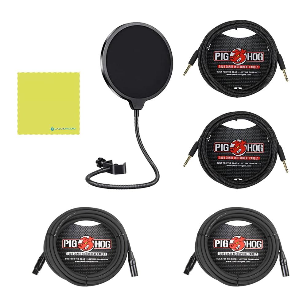 Universal Audio Volt 2 Studio Pack - USB Audio Interface, Condenser Mic and Studio Headphones Bundle with 2X Pig Hog 8mm XLR Mic Cable, 2X Pig Hog Instrument Cable, Mic Pop Filter and Polishing Cloth