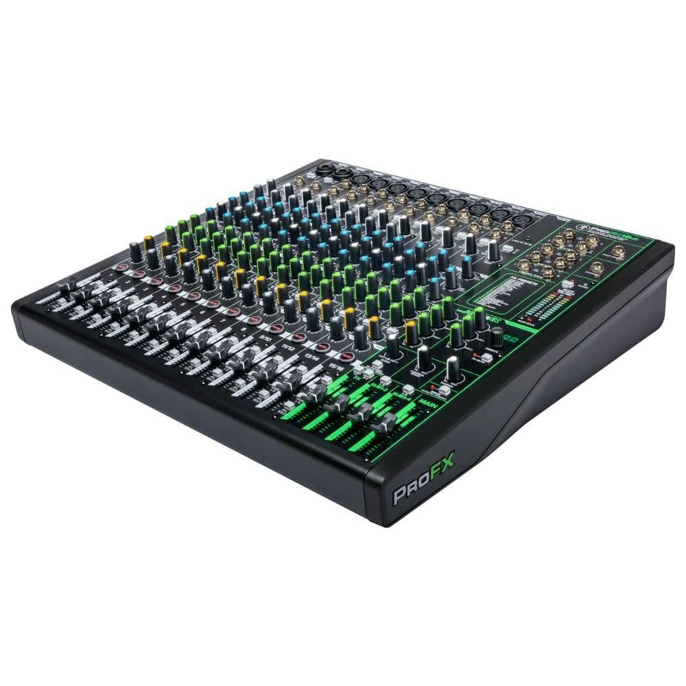 Mackie ProFX16v3 16-Channel Professional Analog Mixer with USB Bundle w/ 4-Pack Pig Hog PHM15 Pig Hog 8mm Mic Cable, Power Cable and Liquid Audio Polishing Cloth