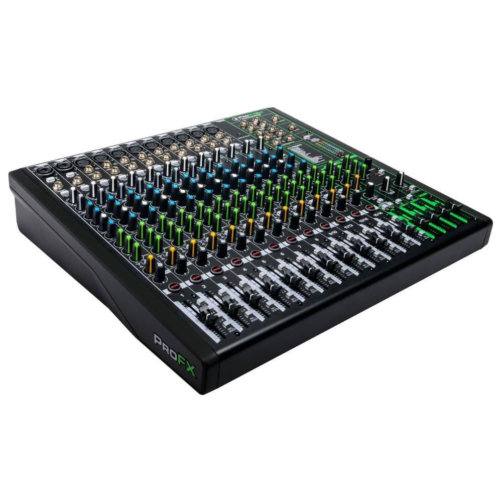 Mackie ProFX16v3 16-Channel Professional Analog Mixer with USB Bundle w/ 4-Pack Pig Hog PHM15 Pig Hog 8mm Mic Cable, Power Cable and Liquid Audio Polishing Cloth