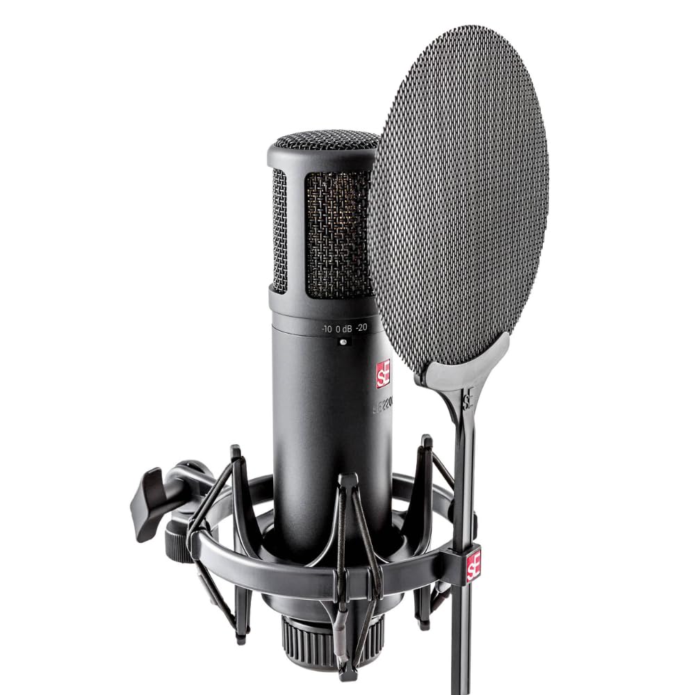 Liquid Audio sE Electronics sE2200 Large-diaphragm Condenser Microphone Bundle w/Pig Hog PHM10 8mm Mic Cable Polishing Cloth