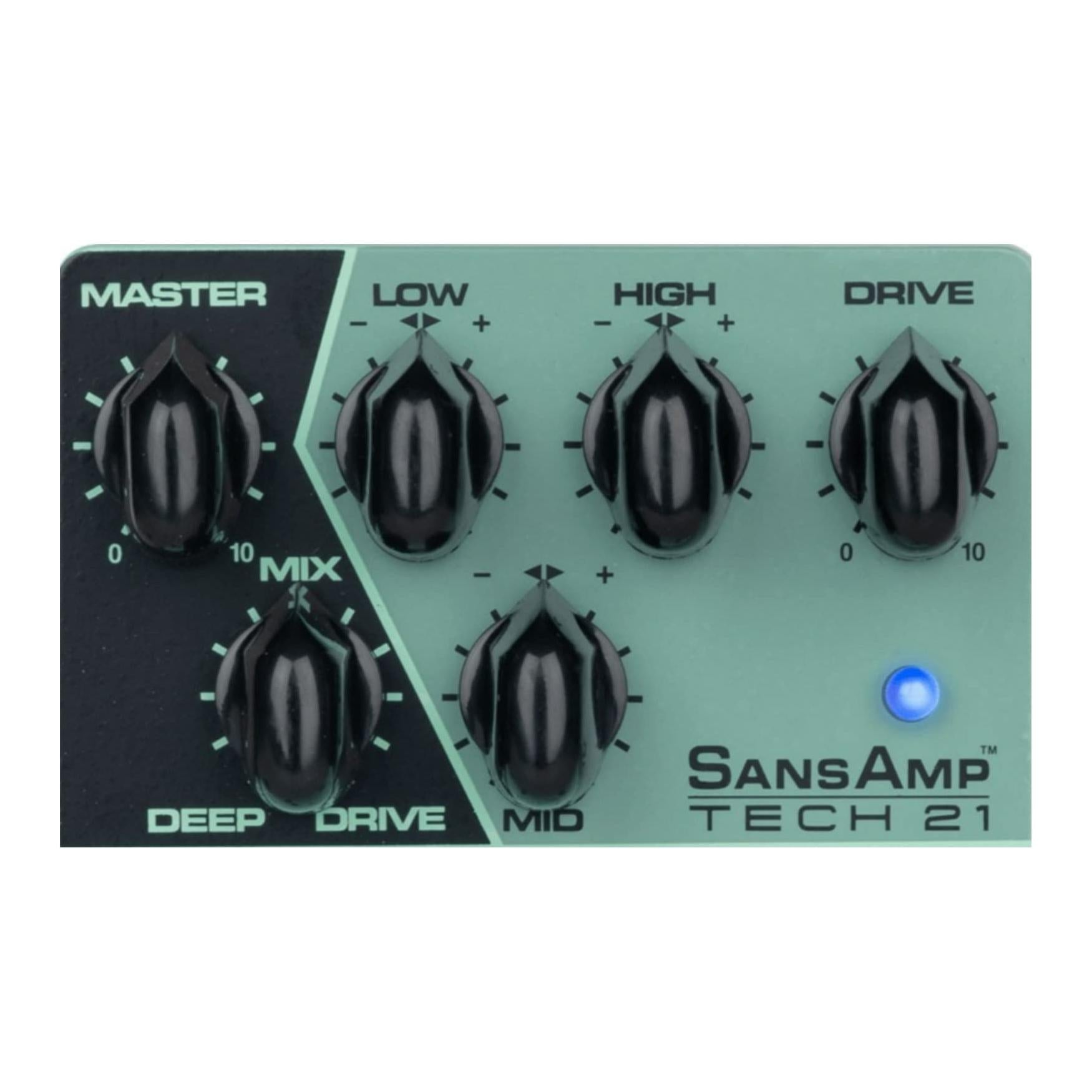 Tech 21 YYZ Geddy Lee Shape-Shifter Signature SansAmp Pedal with 12dB Boost Stomp Switch, Mix Control, and 3-Band Active EQ