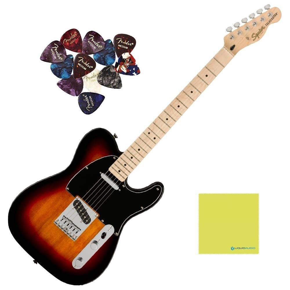 Squier® Affinity Series® Telecaster, Maple Fingerboard, 3-Color Sunburst Bundle w/Fender Picks & Liquid Audio Polishing Cloth