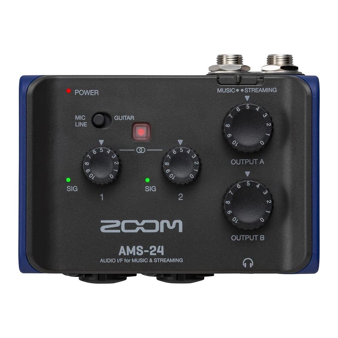 Zoom AMS-24 USB Audio Interface, 2 Inputs, 4 Outputs, Loopback, Direct Monitoring, Bus-Powered, for Recording and Streaming on PC, Mac, iOS, and Android