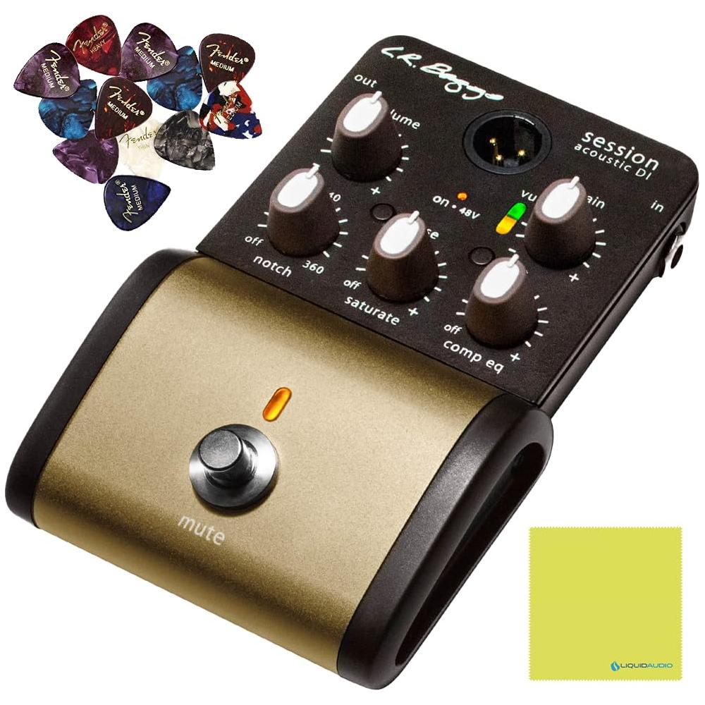 LR Baggs Session DI Acoustic Guitar Preamp + DI Bundle w/ 12x Fender Picks and Liquid Audio Polishing Cloth