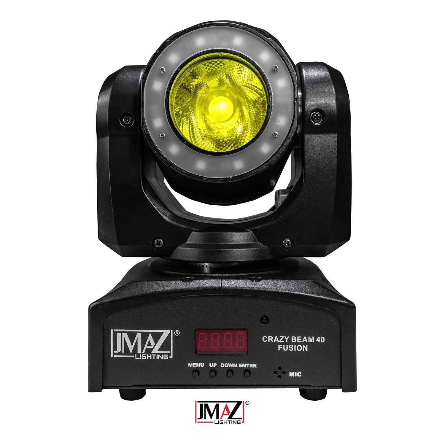 JMAZ Crazy Beam 40 Fusion LED Moving Head Beam Light 40-Watt Quad RGBW with LED Ring DMX512 For Stage Light Disco DJ Wedding Party Show Live Concert Lighting