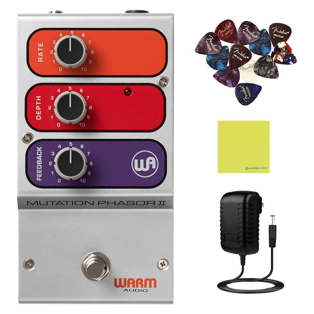 Warm Audio WA-MPH Mutation Phasor ll Electro-Optical Phase-Shifting Pedal Bundle w/Power Supply, 12x Guitar Picks and Liquid Audio Polishing Cloth