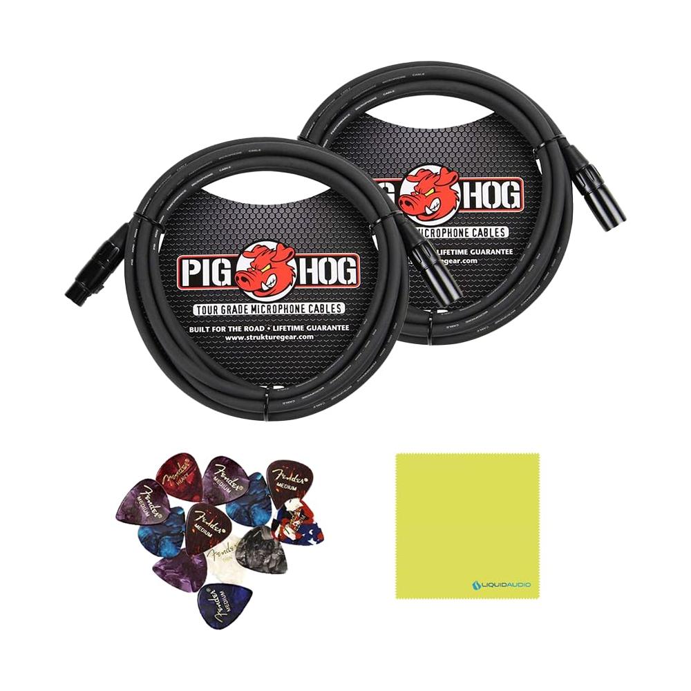 Boss VE-22 Vocal Performer Bundle w/ 2-Pack Pig Hog PHM10 8mm Mic Cable, 12-Pack Guitar Pick and Liquid Audio Polishing Cloth