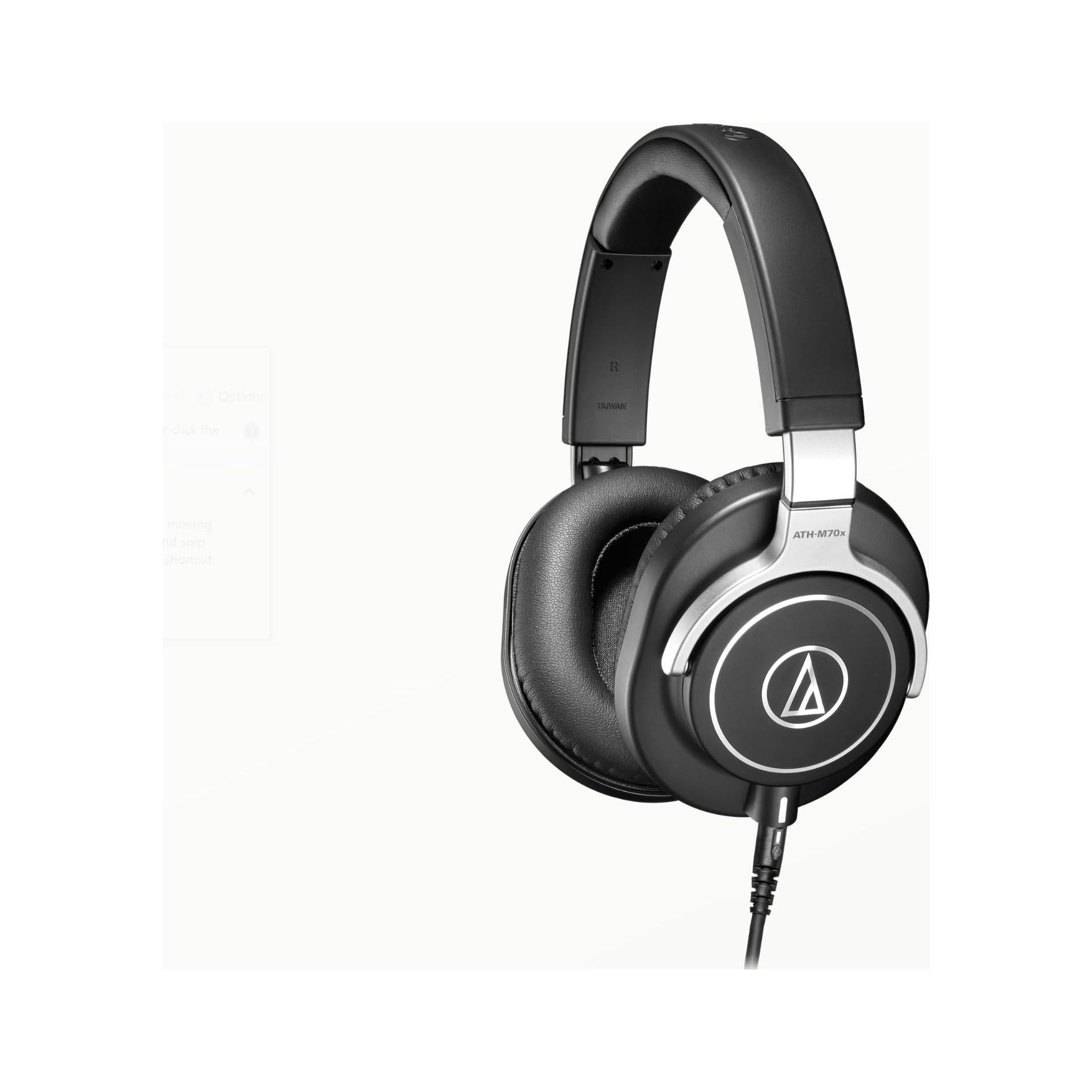 Liquid Audio Audio-Technica ATH-M70x Professional Monitor Headphones Bundle w/Pig Hog Solutions Headphone Extension Cable 1/4" Polishing Cloth