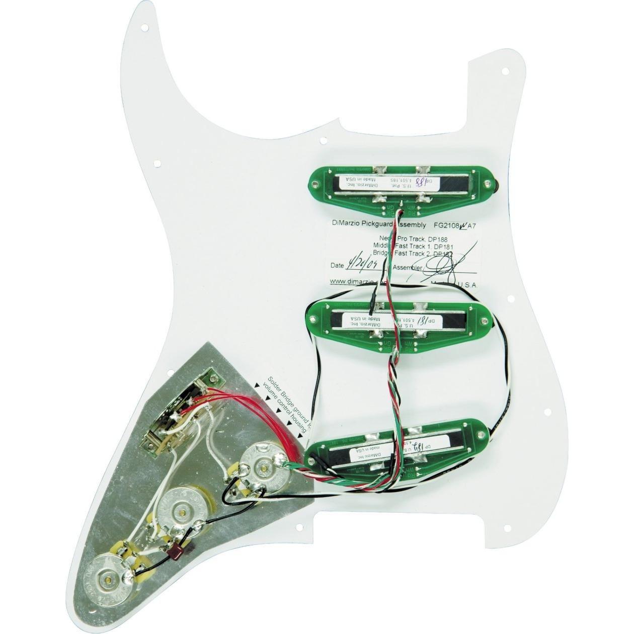 DiMarzio FG2108 Fast Track Prewired Pickguard White