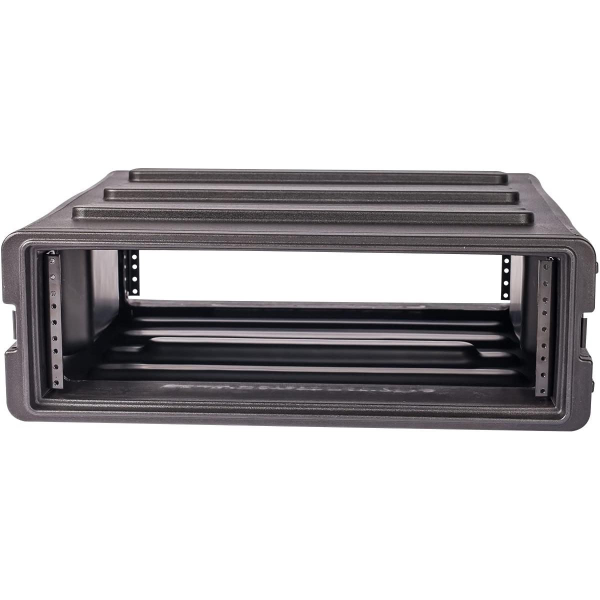 SKB Cases 3U rSeries Standard Roto Molded LLDPE Rack with Flush Carry Handles and Non-Slip Rubber Feet, Includes Rack Mount Screws