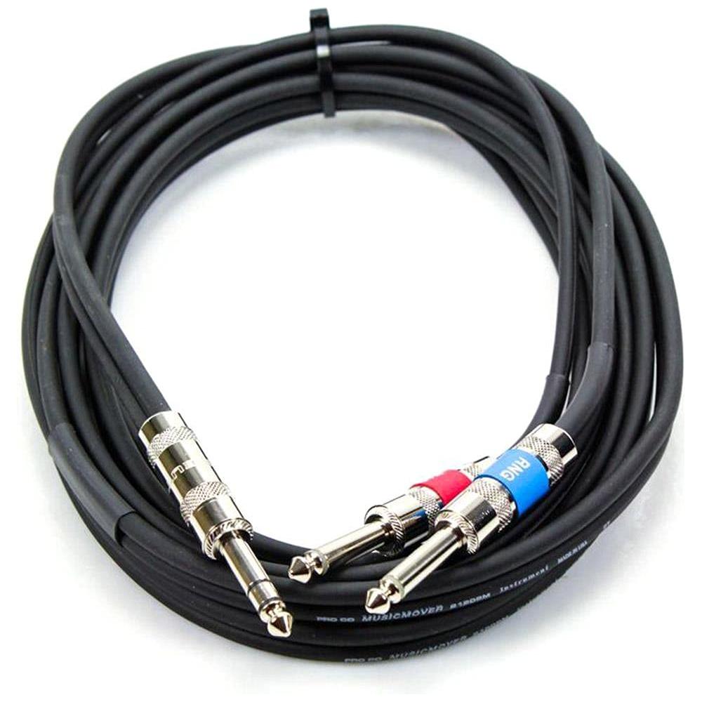 Pro Co 10 Feet IPBQ2Q-10, 1/4 Inches TRS to (2) 1/4 Inches TS Insert Cable