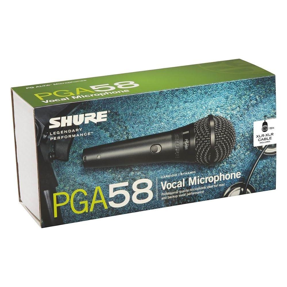 Shure PGA58 Dynamic Microphone - Handheld Mic for Vocals with Cardioid Pick-up Pattern, Discrete On/Off Switch, Stand Adapter and Zipper Pouch (PGA58-XLR)