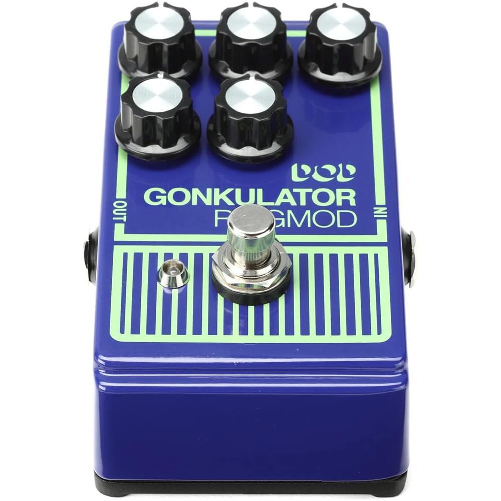 DigiTech Gonkulator Ring Modulator Effect Pedal Bundle w/ 2-Pack Strukture S6P48 Woven Right Angle Patch Cable, 12-Pack Guitar Pick and Liquid Audio Polishing Cloth