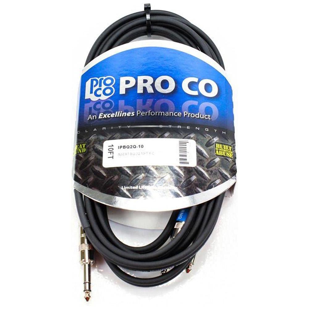 Pro Co 10 Feet IPBQ2Q-10, 1/4 Inches TRS to (2) 1/4 Inches TS Insert Cable