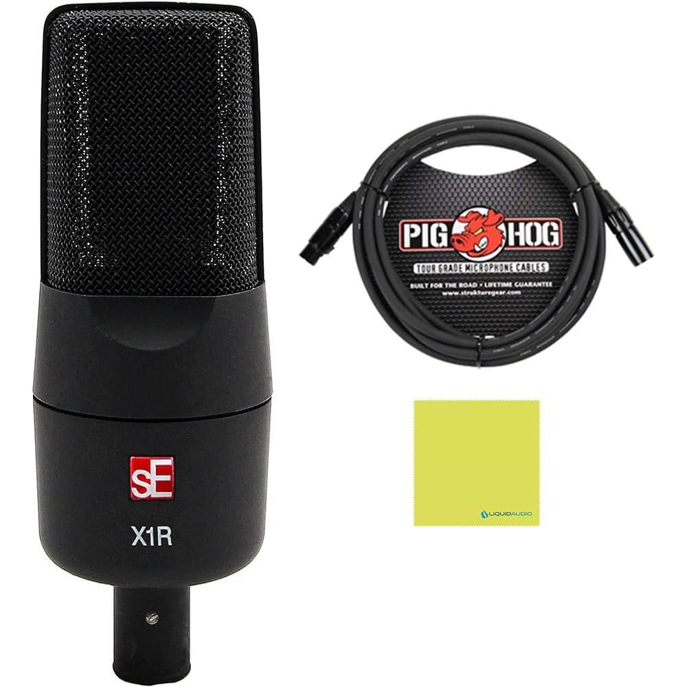 Liquid Audio - sE Electronics X1 R Ribbon Microphone Bundle w/Pig Hog PHM10 8mm Mic Cable Polishing Cloth