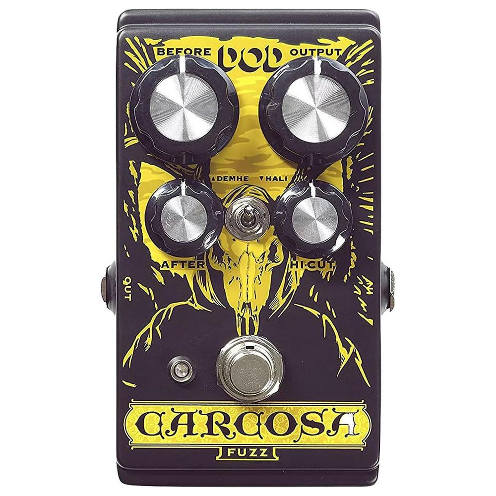 DigiTech Carcosa Fuzz Effect Pedal Bundle w/ 2-Pack Strukture S6P48 Woven Right Angle Patch Cable, 12-Pack Guitar Pick and Liquid Audio Polishing Cloth