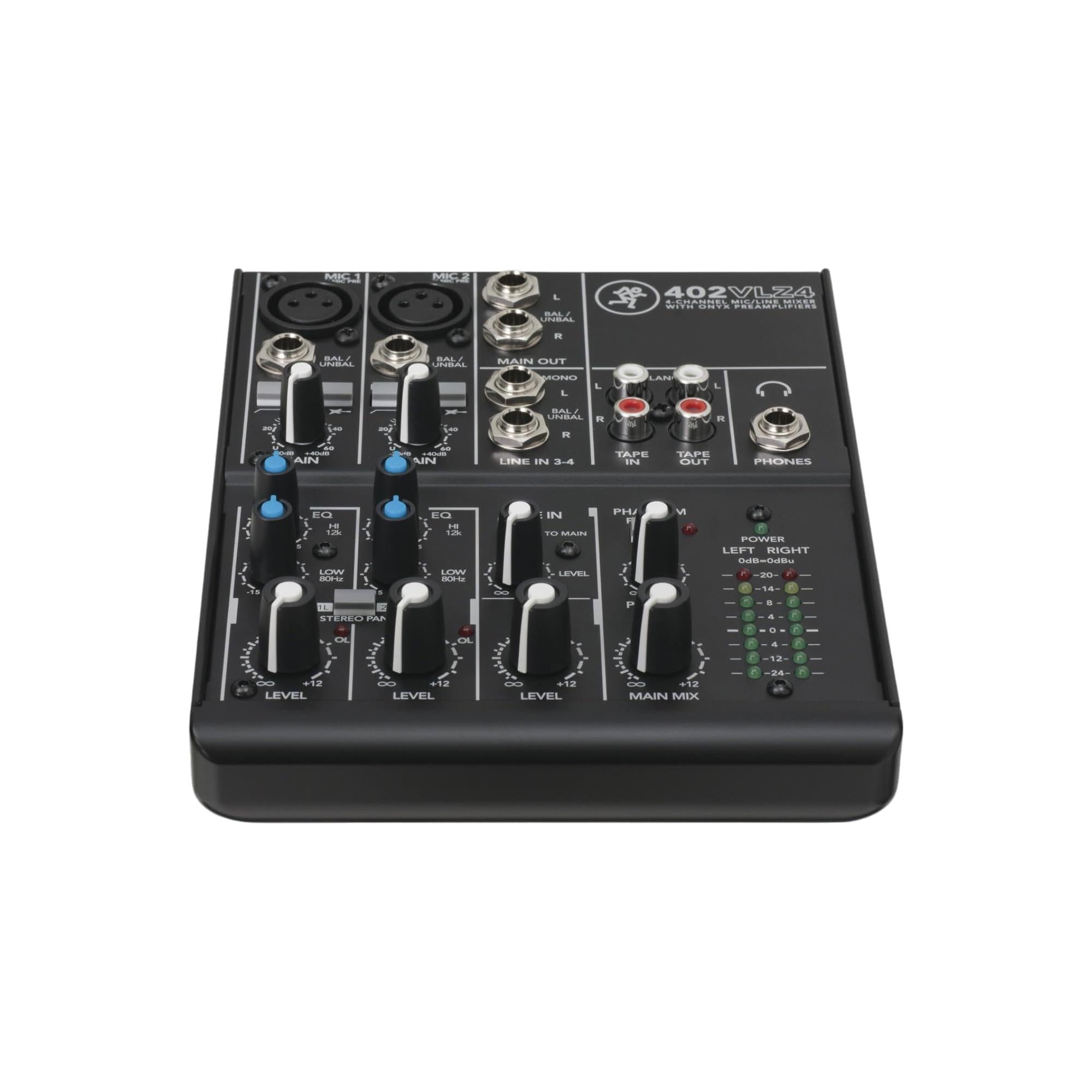 Mackie 402VLZ4 4-Channel Ultra-Compact Analog Mixer Bundle w/ 4-Pack Pig Hog PHM10 8mm Mic Cable and Liquid Audio Polishing Cloth