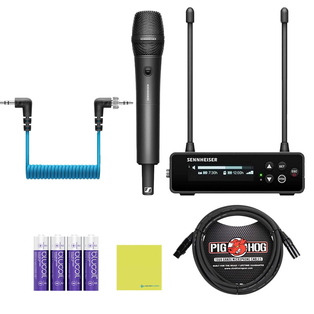 Liquid Audio Sennheiser EW-DP 835 Set (R1-6) Wireless Microphone System Bundle w/Pig Hog PHM10 8mm Mic Cable, 4-pack Blucoil AA Batteries Polishing Cloth