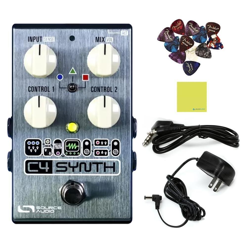 Source Audio SA249 One Series C4 Synth Pedal Bundle w/Instrument Cable, Power Supply, 12x Picks and Liquid Audio Polishing Cloth