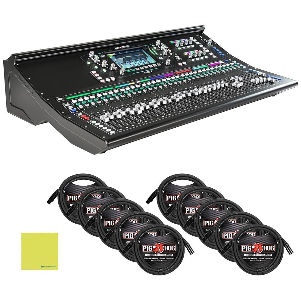 Allen & Heath SQ-7 48-channel Digital Mixer Bundle w/10-Pack Pig Hog PHM10 8mm XLR Microphone Cable and Liquid Audio Polishing Cloth