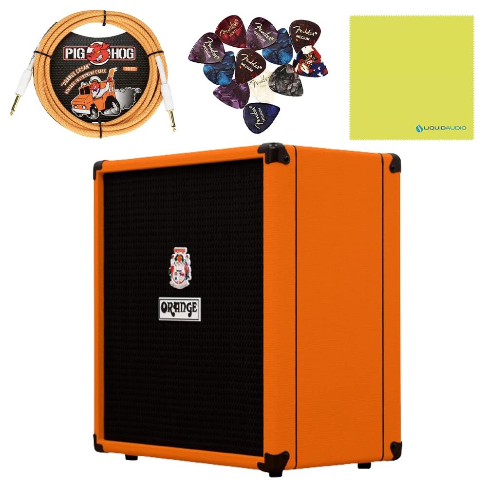 Orange Crush Bass 50-1x12 50-Watt Bass Combo Bundle w/Pig Hog 10' Instrument Cable, Power, 12x Guitar Picks, AC Adapter & Liquid Audio Polishing Cloth