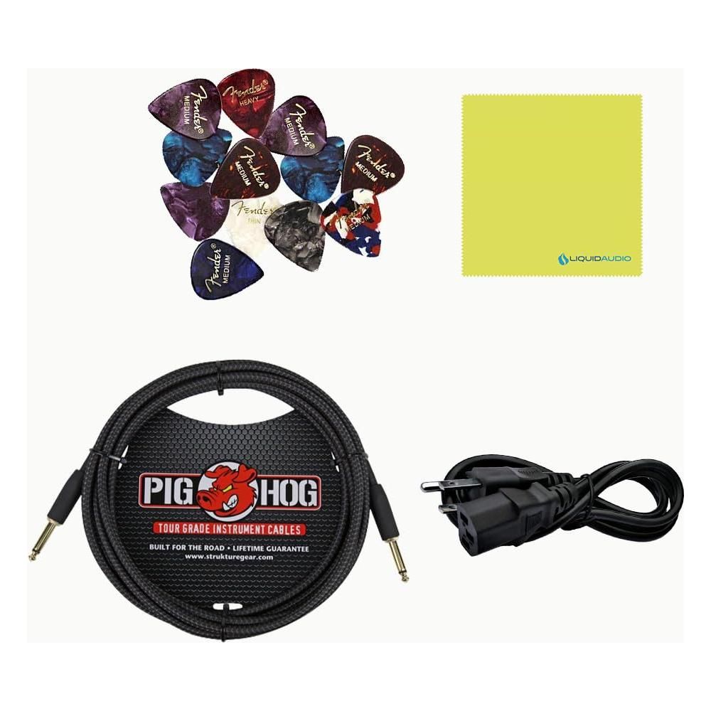 Orange CR60C-BK Crush Pro 60-watt Combo Amp, Black Bundle w/Pig Hog PCH10BK Black Woven Instrument Cable, 12-Pack Guitar Picks & Liquid Audio Polishing Cloth