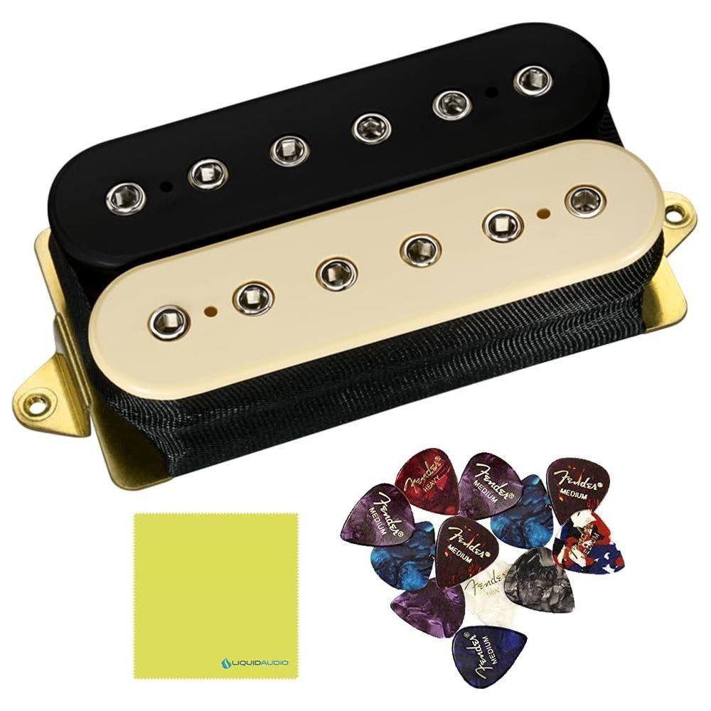 DiMarzio DP100BC Super Distortion Humbucker Pickup, Black/Cream with 12x Guitar Picks and Liquid Audio Polishing Cloth