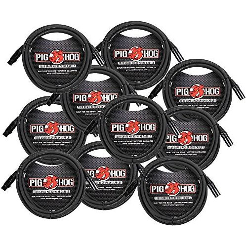 Strukture Pig Hog 8mm Mic Cable 10', Straight Audio, XLR 3-Pin - 10 Pack