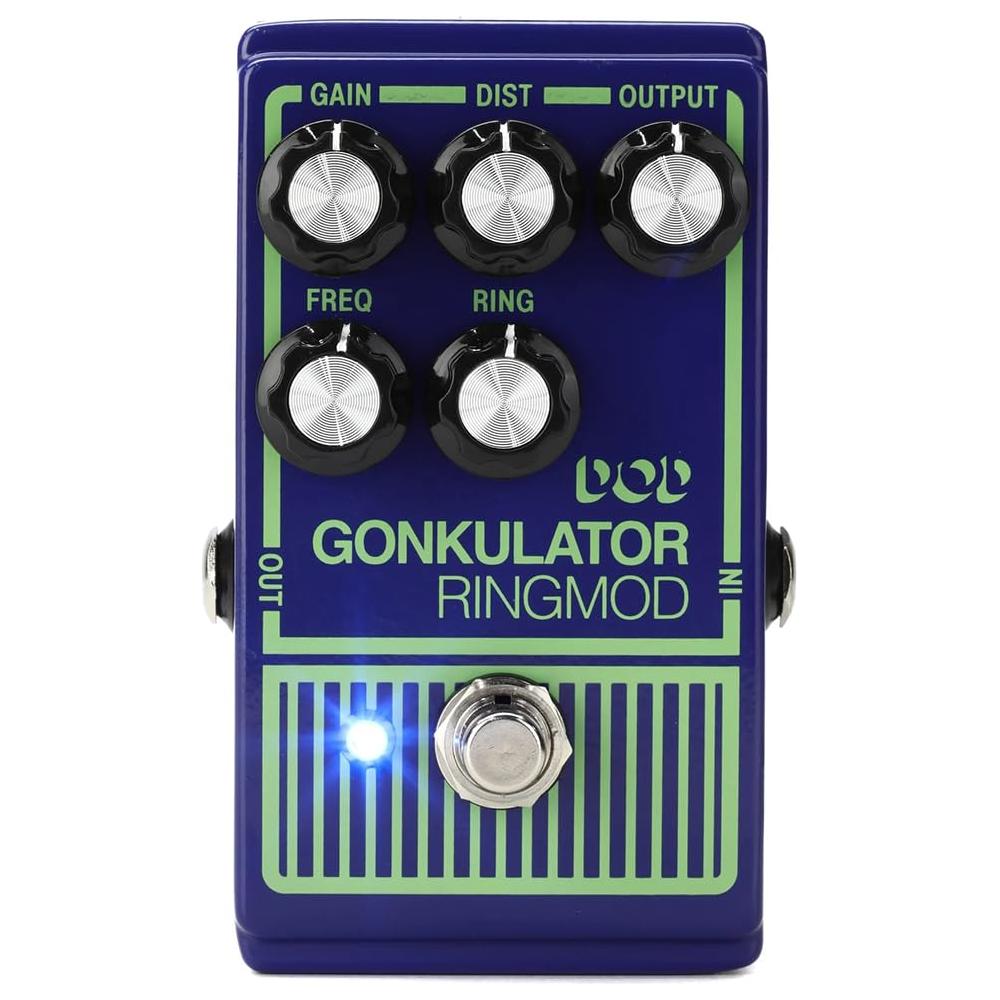 DigiTech Gonkulator Ring Modulator Effect Pedal Bundle w/ 2-Pack Strukture S6P48 Woven Right Angle Patch Cable, 12-Pack Guitar Pick and Liquid Audio Polishing Cloth