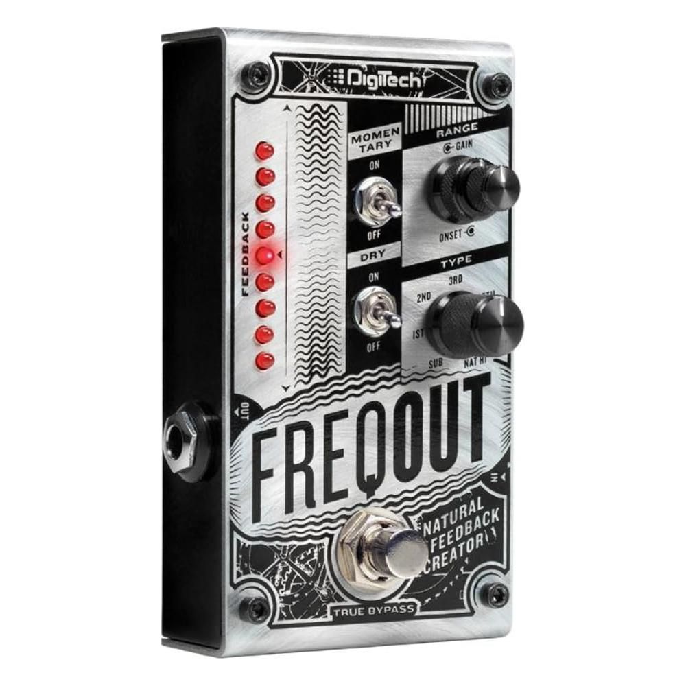 KMC Digitech FREQOUT FreqOut Natural Feedback Creator Pedal Bundle w/2x Strukture S6P48 Woven Right Angle Patch Cables, 12x Guitar Picks and Liquid Audio Polishing Cloth