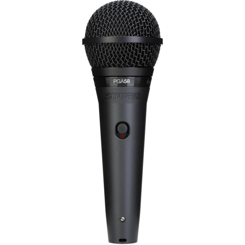 Shure PGA58 Dynamic Microphone - Handheld Mic for Vocals with Cardioid Pick-up Pattern, Discrete On/Off Switch, 3-pin XLR Connector, 15' XLR-to-QTR Cable, Stand Adapter and Zipper Pouch (PGA58-QTR)