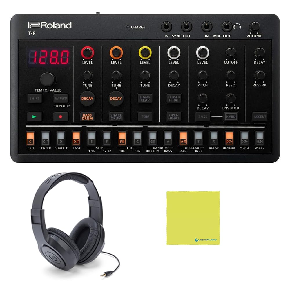 Roland T-8 Beat Machine Bundle w/Samson SR350 Over-Ear Stereo Headphones and Liquid Audio Polishing Cloth