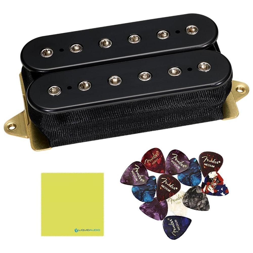 DiMarzio DP100BK Super Distortion Humbucker Pickup, Black w/ 12x Guitar Picks and Liquid Audio Polishing Cloth