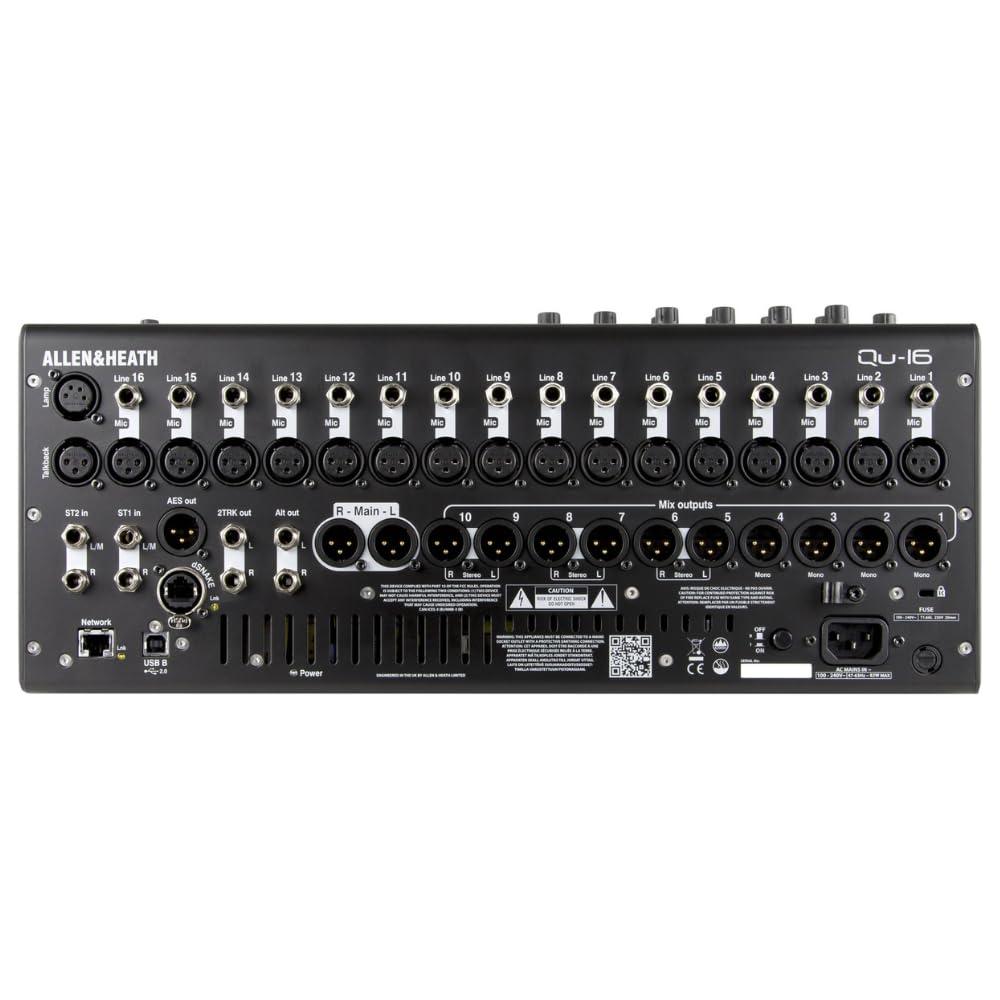 Allen &Heath AH-QU-16C Rack Mountable Compact Digital Mixer, Chrome Edition Bundle w/ 4-Pack Pig Hog PHM15 Pig Hog 8mm Mic Cable, Power Cable and Liquid Audio Polishing Cloth