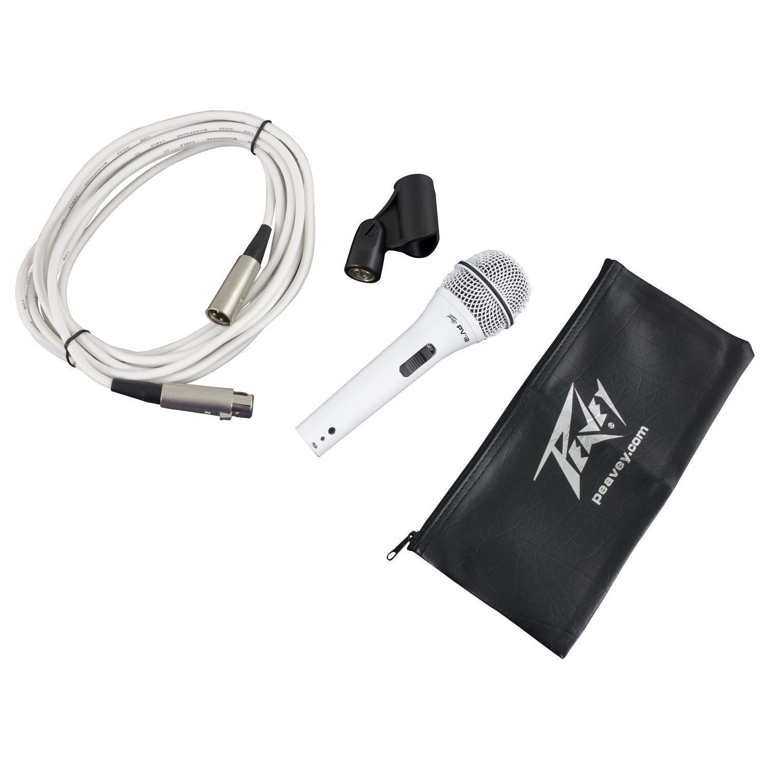 Peavey PVi 2 XLR White Cardioid Unidirectional Dynamic Vocal Microphone with XLR Cable