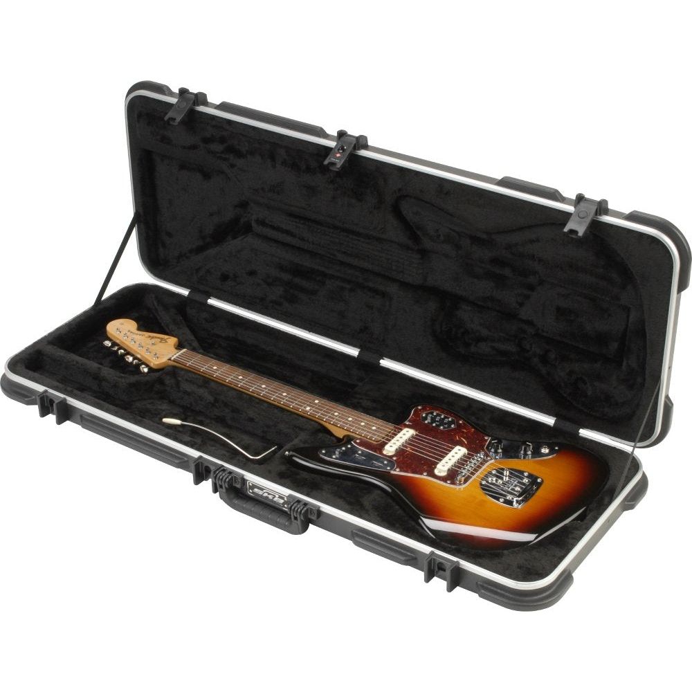 SKB Cases Molded Hardshell Case with Plush Foam Interior, TSA Latch, and Over-Molded Handle for Fender Jaguar or Fender Jazzmaster Guitar