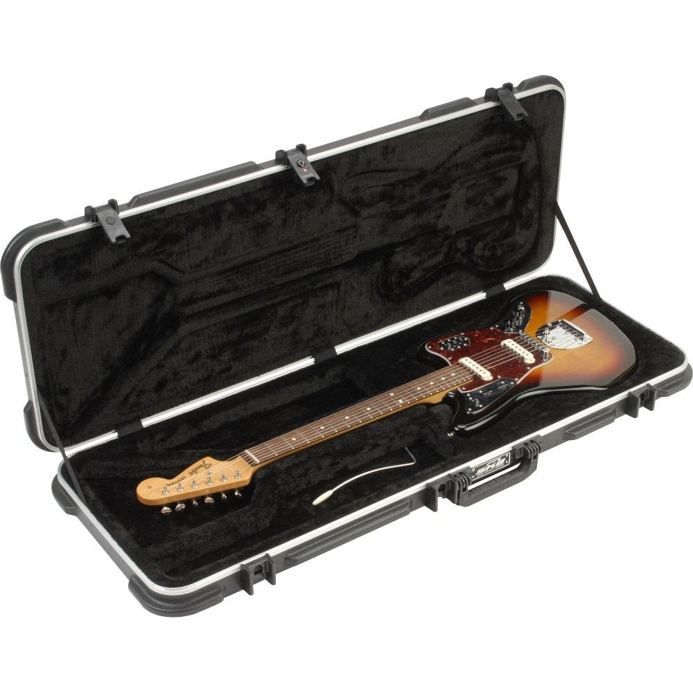 SKB Cases Molded Hardshell Case with Plush Foam Interior, TSA Latch, and Over-Molded Handle for Fender Jaguar or Fender Jazzmaster Guitar