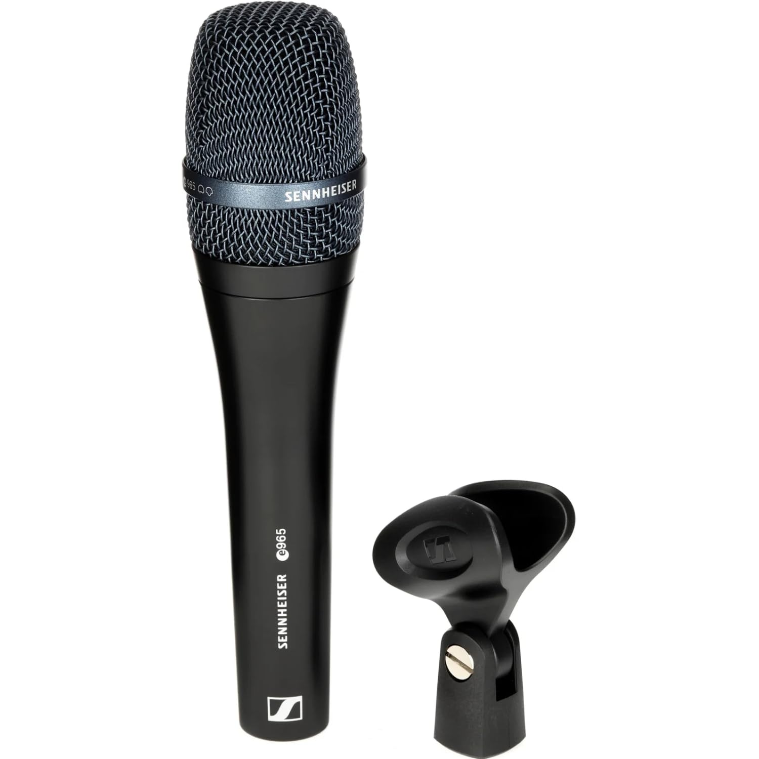 Liquid Audio - Sennheiser E 965 Condenser Handheld Vocal Microphone Bundle w/Pig Hog PHM10 8mm Mic Cable Polishing Cloth