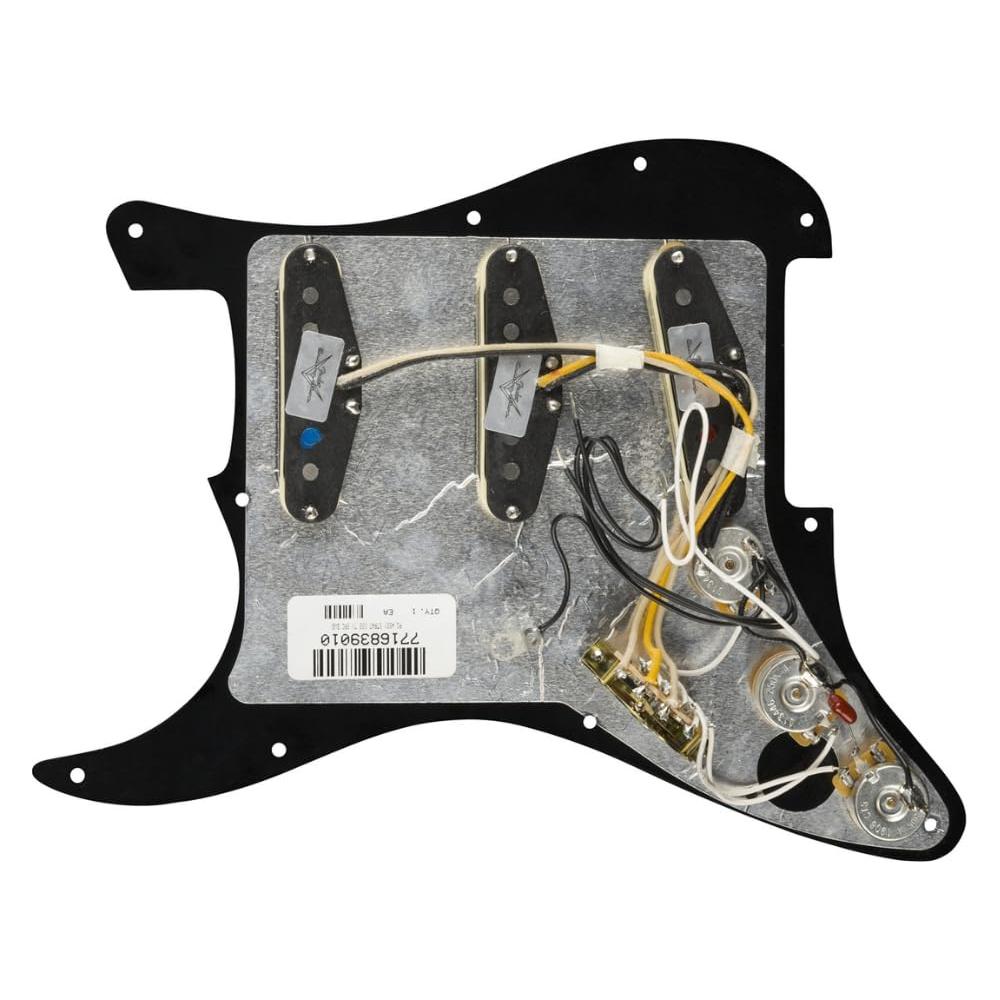 Fender Stratocaster Pickguard Pre-Wired Strat® Texas Special SSS Black BUNDLE with 12x Fender Guitar Picks and Liquid Audio Polishing Cloth - Fender Strat Pickguard, Scratch Plate