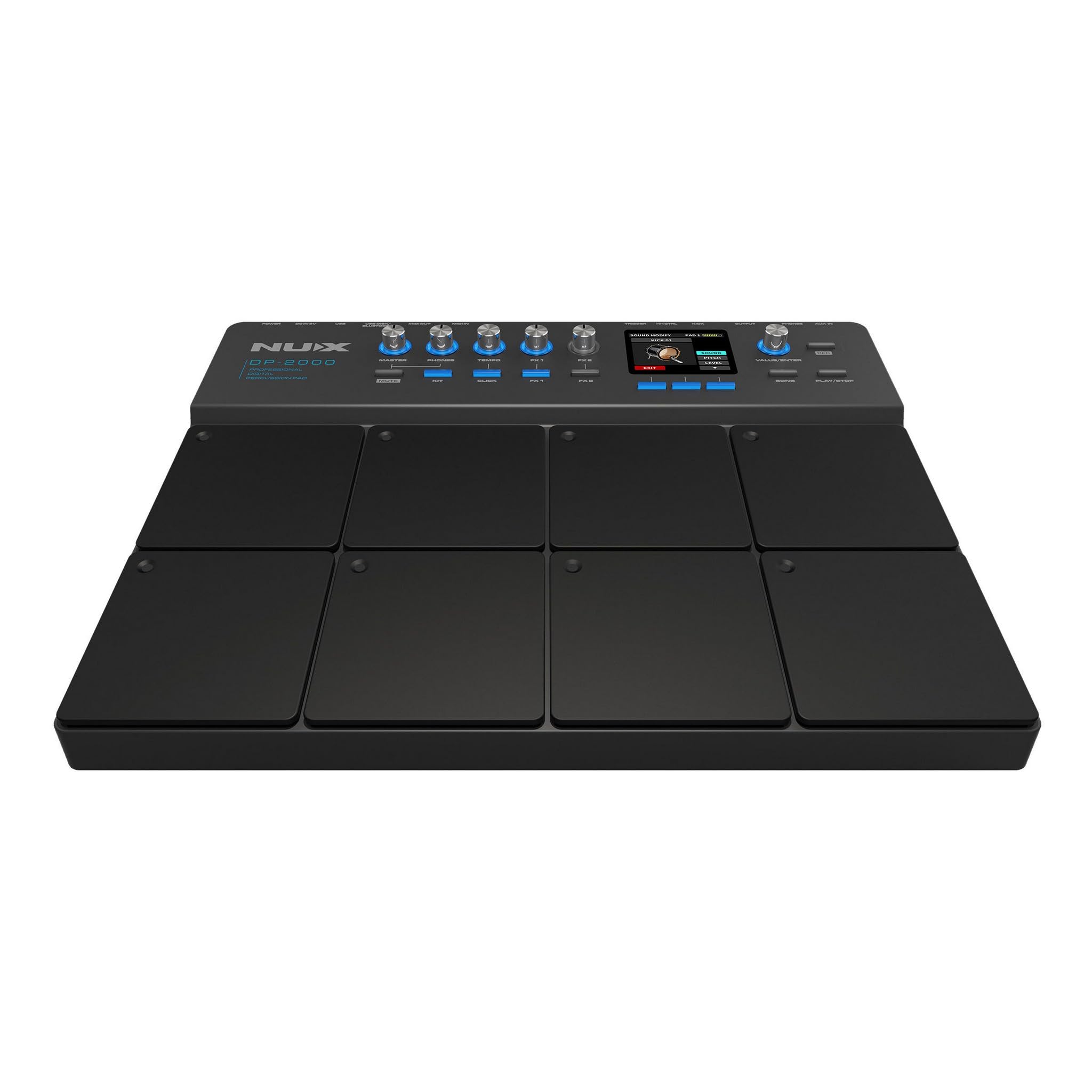 NUX DP-2000 8-Velocity Sensitive Independent Strike Percussion Pad with LED Lights, UI Interactive Interface, Six On-Board Effects, and Wavimport Function