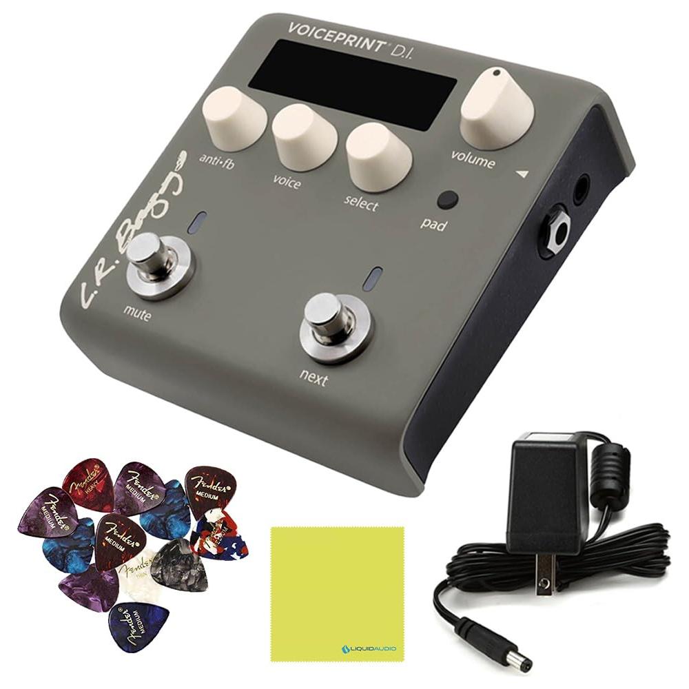 LR Baggs Voiceprint DI Acoustic Guitar Impulse Response Effects Pedal Bundle w/ 12x Fender Picks and Liquid Audio Polishing Cloth