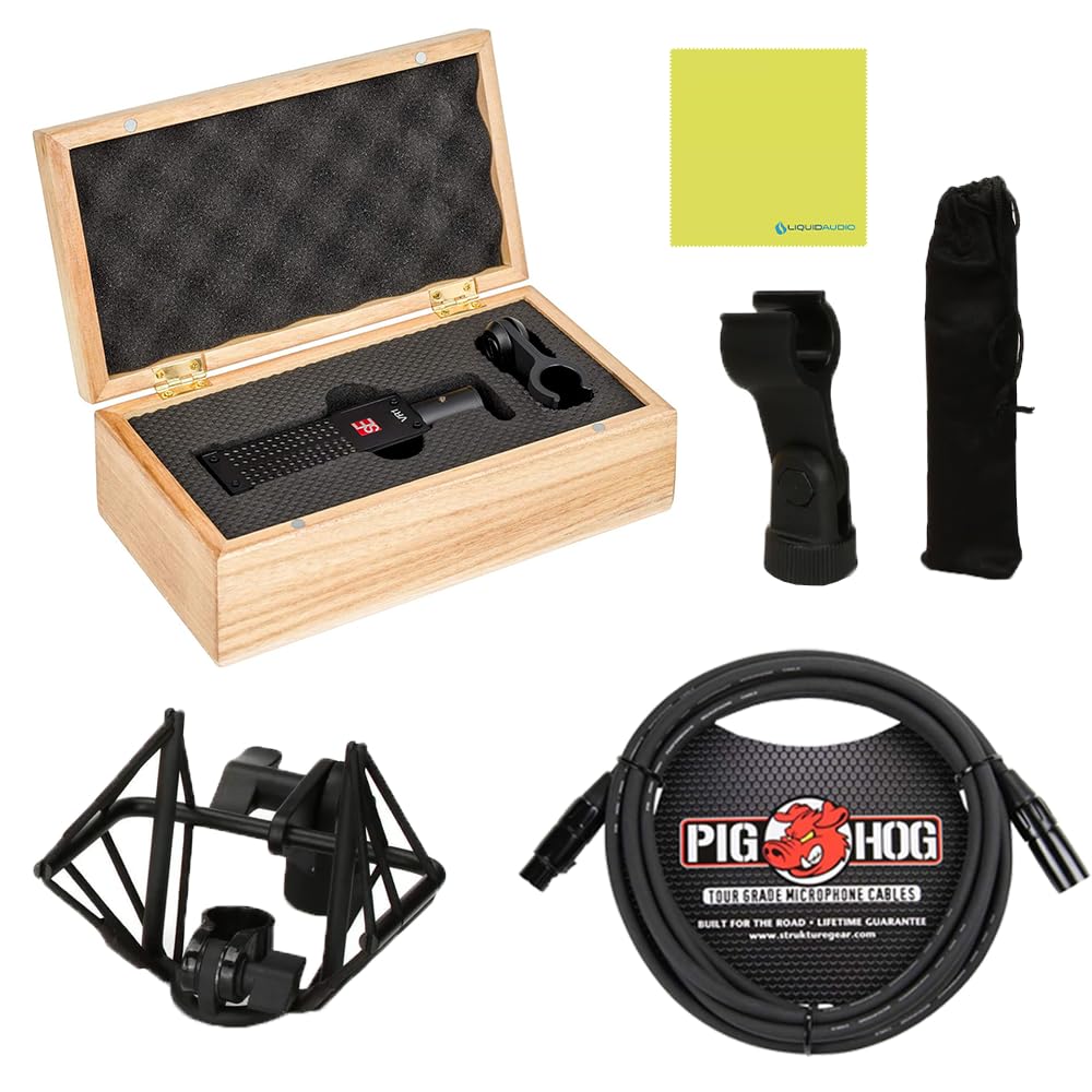 Liquid Audio sE Electronics VR1 Voodoo Passive Ribbon Microphone Bundle w/Pig Hog PHM10 8mm Mic Cable Polishing Cloth