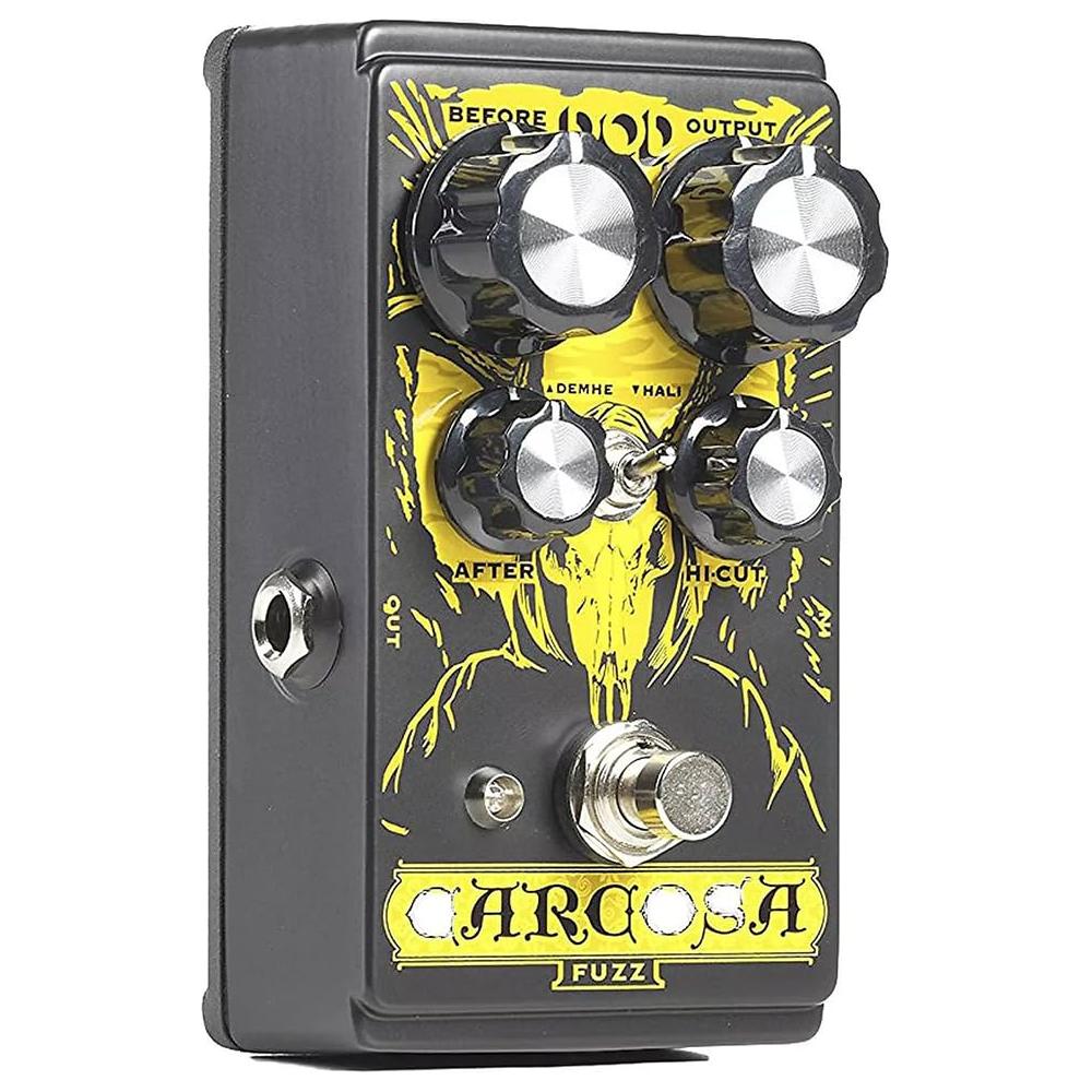 DigiTech Carcosa Fuzz Effect Pedal Bundle w/ 2-Pack Strukture S6P48 Woven Right Angle Patch Cable, 12-Pack Guitar Pick and Liquid Audio Polishing Cloth