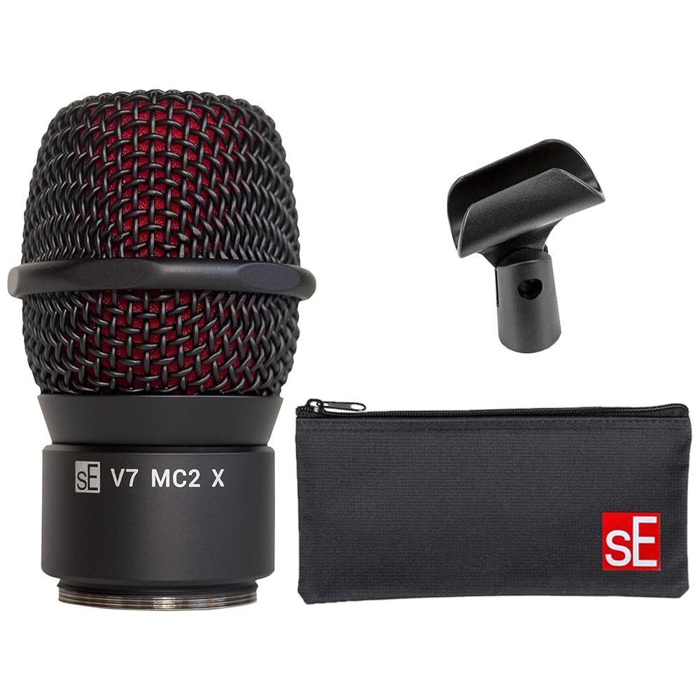 Liquid Audio sE Electronics V7 MC2 Mic Capsule for Sennheiser Wireless, Black Bundle w/Pig Hog PHM10 8mm Mic Cable Polishing Cloth