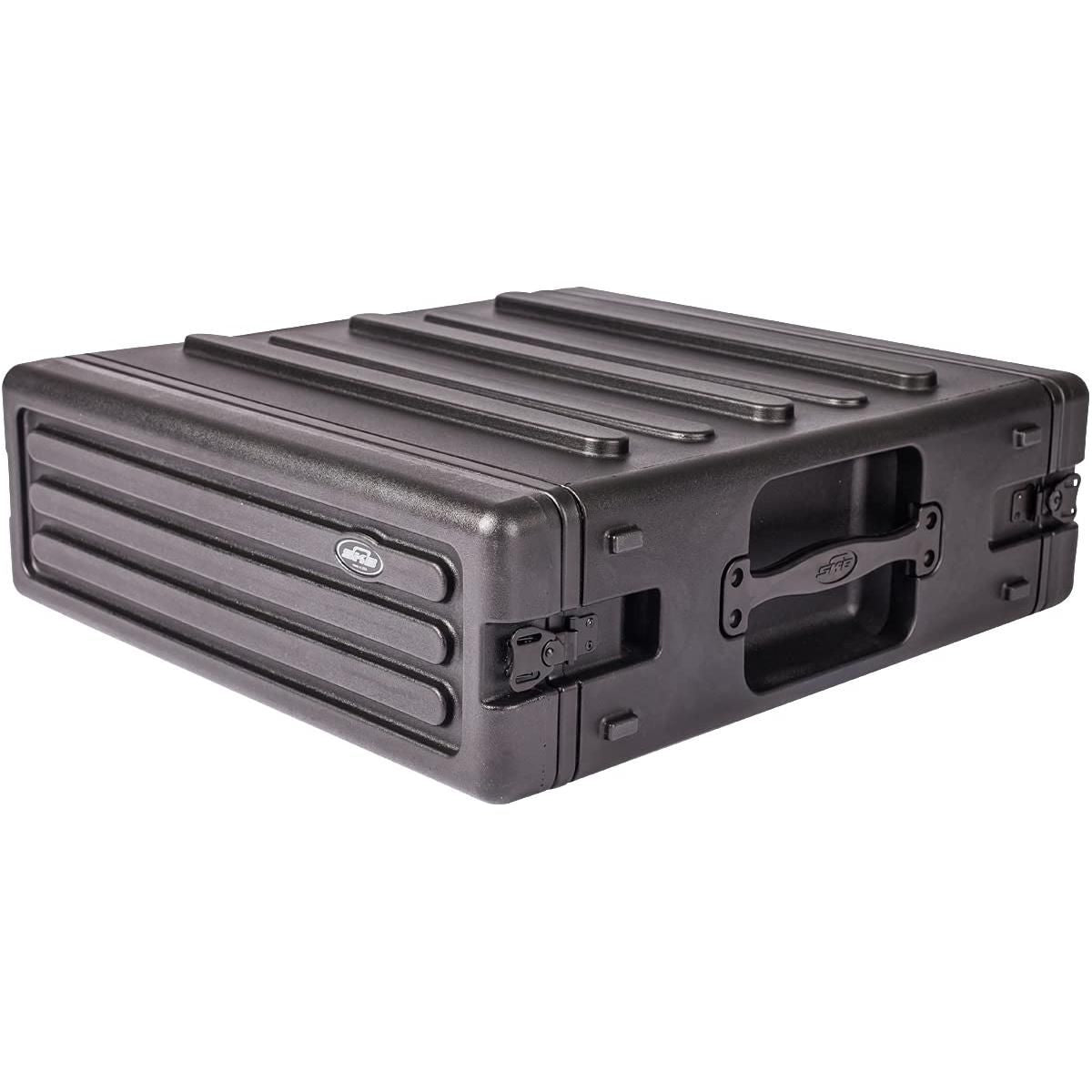 SKB Cases 3U rSeries Standard Roto Molded LLDPE Rack with Flush Carry Handles and Non-Slip Rubber Feet, Includes Rack Mount Screws