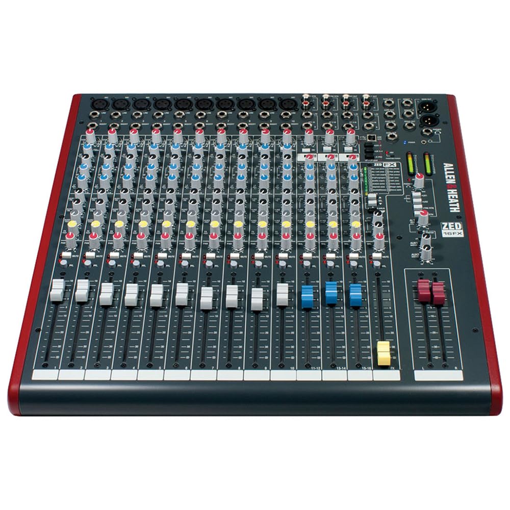 Allen & Heath ZED-16FX Multipurpose Mixer with FX for Live Sound and Recording Bundle w/ 2-Pack Pig Hog PHM10 8mm Mic Cable and Liquid Audio Polishing Cloth.