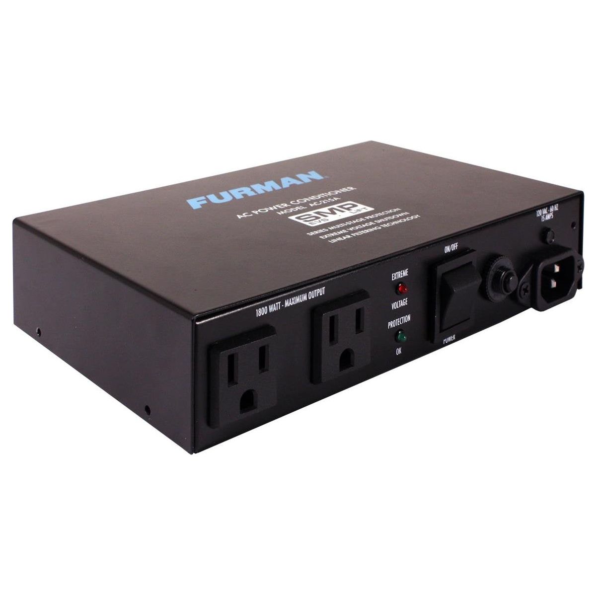 Furman AC-215A Compact Power Conditioner with Auto-Resetting Voltage Protection - Black