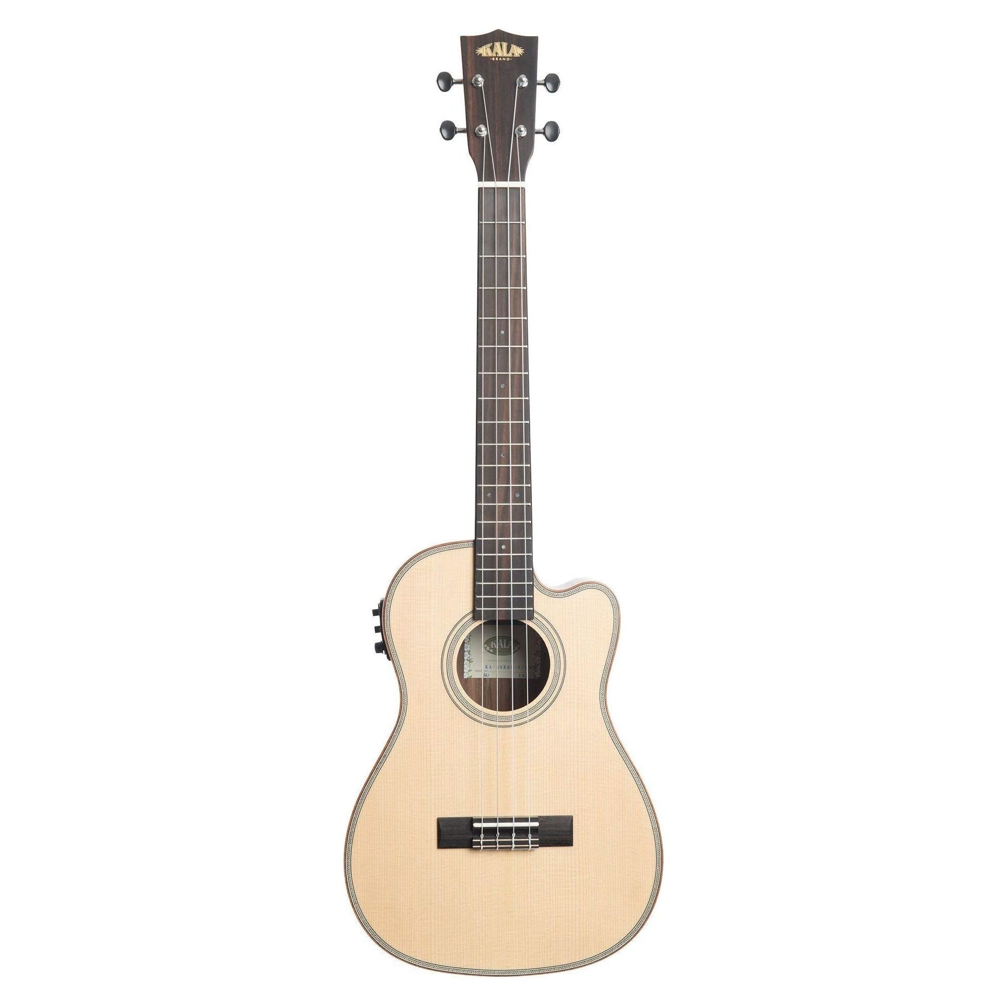 Kala Solid Spruce Top Striped Ebony - Baritone with Cutaway and EQ